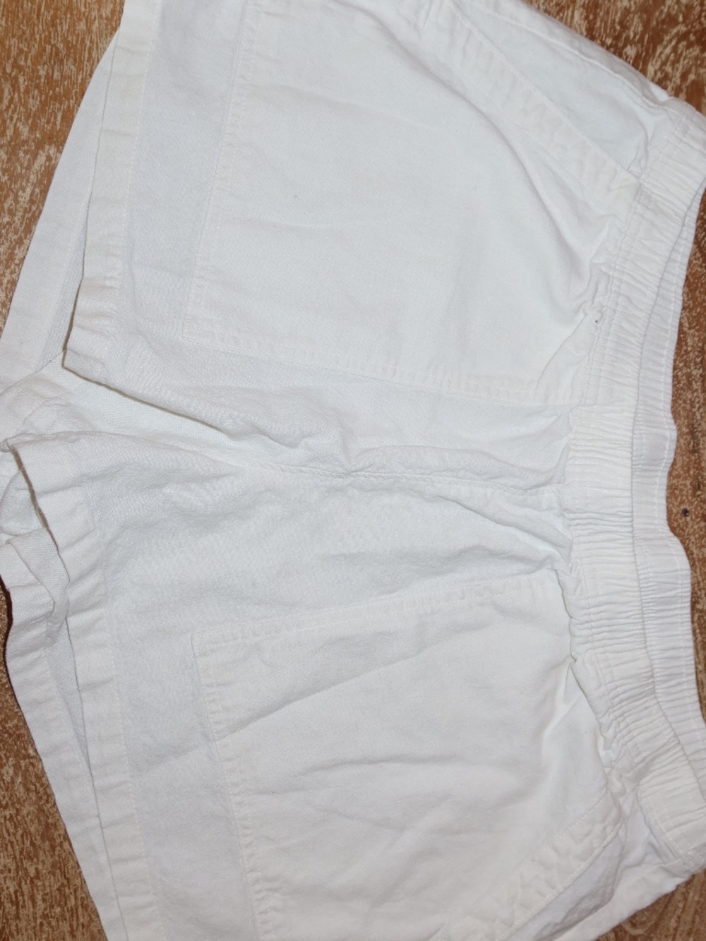 Women White Linen Shorts Size L